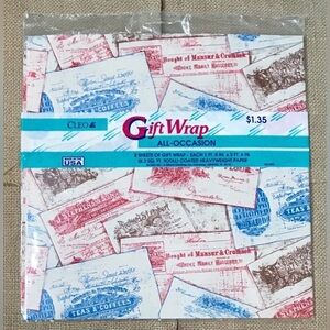 Vintage Cleo Gift Wrap All Occasion Retro Brand Labels Novelty Wrapping Paper